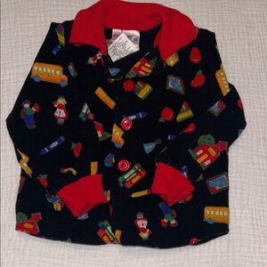 VTG ALEXIS Kids Black Shirt with Red & Colorful Patterns Schoolhouse 12 Months